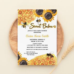 Invitation Sunflowers Sweet Babee Baby shower d'abeilles de m
