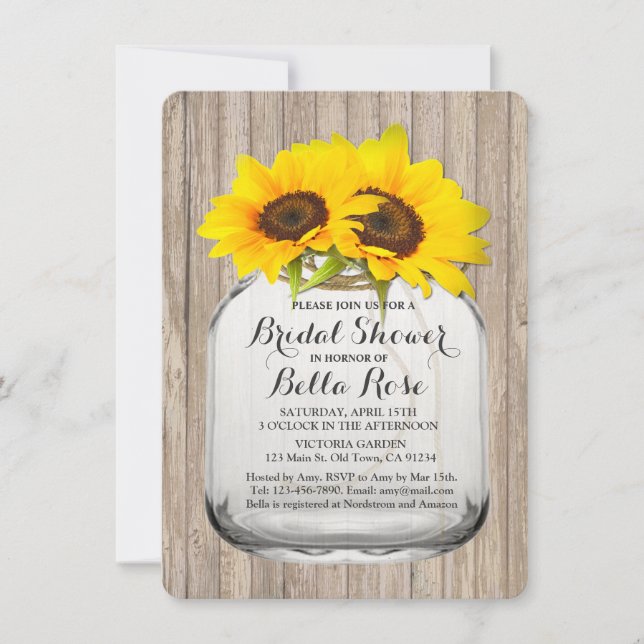 Invitation Sunflwr nuptiale de jarre de mason rustique6 (Devant)