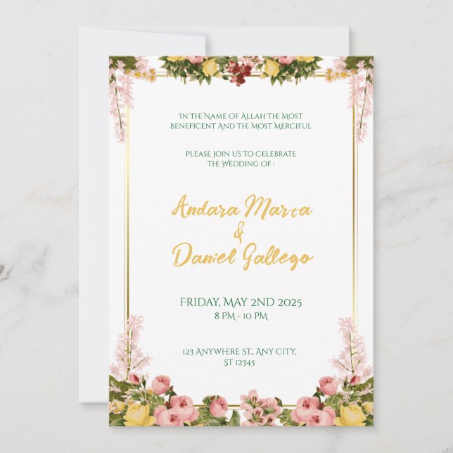 Invitation Sunlight & Greenery Wedding Invite (Devant)