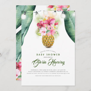 Invitation Sunny Pineappy Floral Vase Beach Baby shower