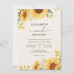 Invitation Sunny Sunflower Botanique Romance Mariage