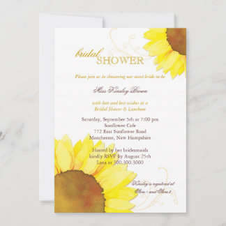 Invitation Sunny Watercolor Sunflowers Fête des mariées