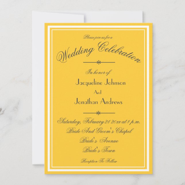 Invitation Sunny Yellow All In One RSVP Email Website Wedding (Devant)