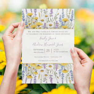 Invitation Sunny Yellow Elegance Lavender Love Fleur sauvage