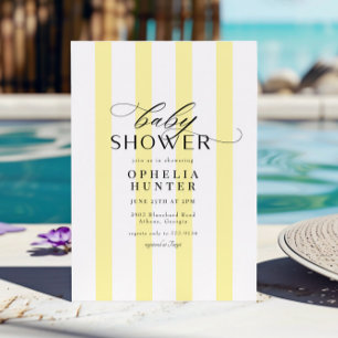 Invitation Sunny Yellow Stripe Baby shower neutre genre