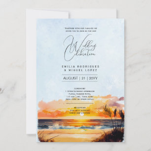 Invitation Sunset Beach Destination Mariage côtier