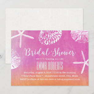 Invitation Sunset Beach Seashells Fête des mariées d'aquarell