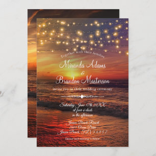 Invitation Sunset Beach String Lights Cérémonie des Mariages
