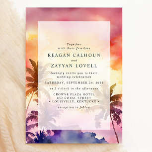 Invitation Sunset Bliss Tropical Palm Tree Mariage d'aquarell