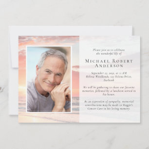 Invitation Sunset Ocean Photo Funeral Memorial Service Invita