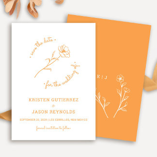 Invitation Sunset Orange Fleur sauvage Enregistrer La Date