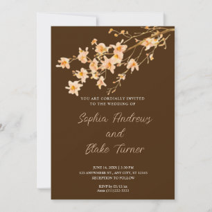 Invitation Sunset Orange Fleurs sauvages Simple Mariage Brown