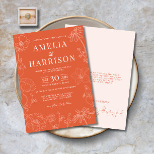 Invitation Sunset Orange Mariage élégant