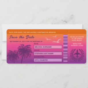 Invitation Sunset Palm Trees Faux Embarquement Pass Enregistr