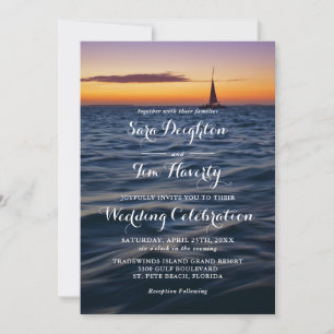 Invitation Sunset Sail Contemporary Nautical Wedding Invitati