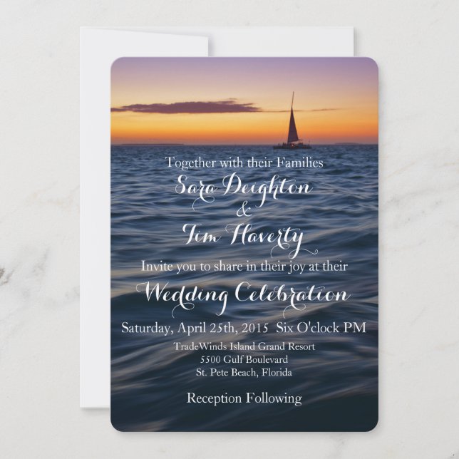 Invitation Sunset Sail Contemporary Nautical Wedding Invitati (Devant)