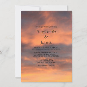 Invitation Sunset Sky Cloudy Orange Coloré Mariage Pittoresqu