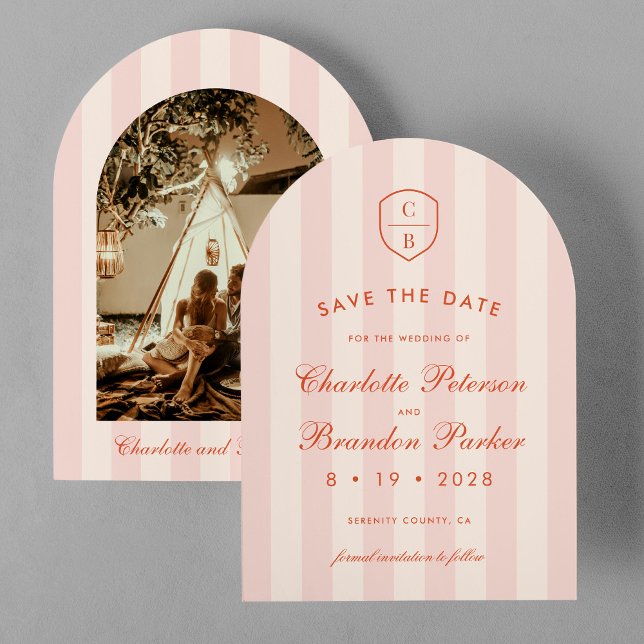 Invitation Sunset Spritz Stripes Photo Enregistrer La Date (Créateur téléchargé)