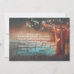 Invitation Sunset Tree Lights Rustic Outdoor Engagement Party