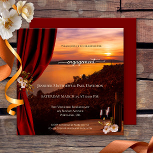 Invitation Sunset Winery ou Vineyard Engagement Party Invitat