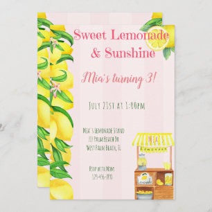 Invitation Sunshine and Sweet Lemonade Stand Girls Anniversai