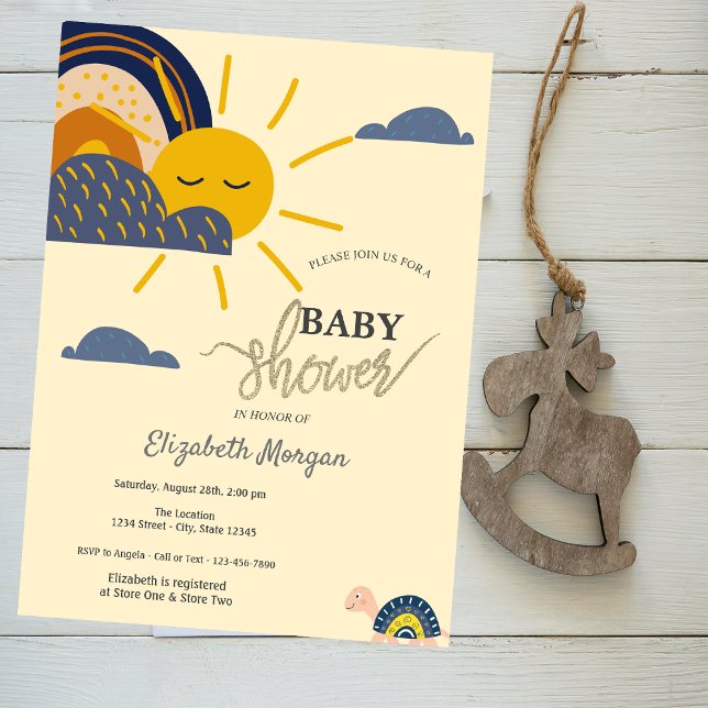 Invitation Sunshine Arc-en-ciel Nuages Baby shower à escargot (Créateur téléchargé)