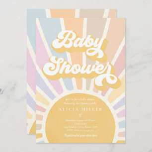 Invitation Sunshine Baby shower Boho Retro Rose Sunshine