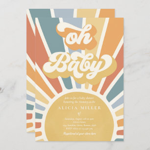 Invitation Sunshine Baby shower Muet Boho Retro Sunshine