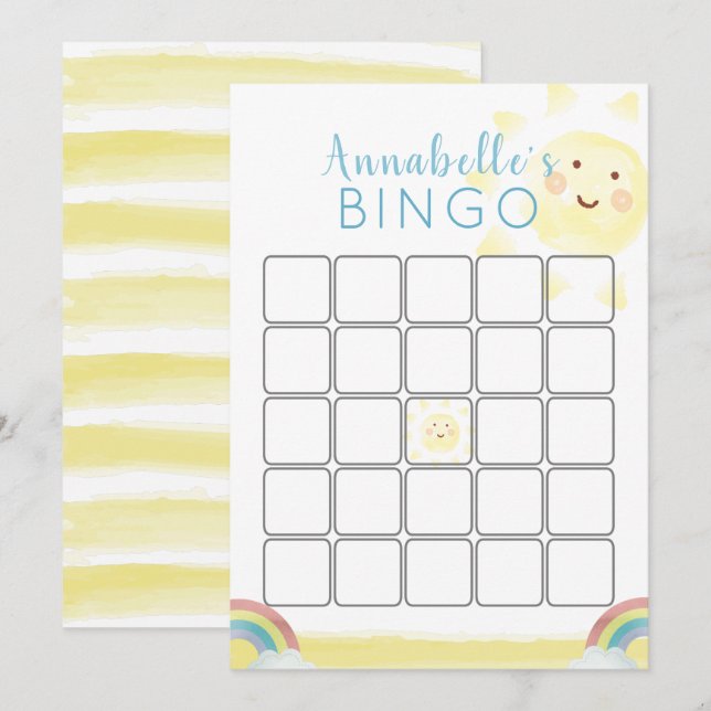 Invitation Sunshine Birthday Bingo Game Card (Devant / Derrière)