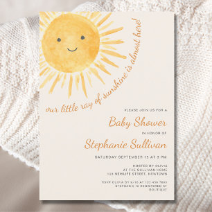 Invitation Sunshine Boho Baby shower solaire neutre pour les