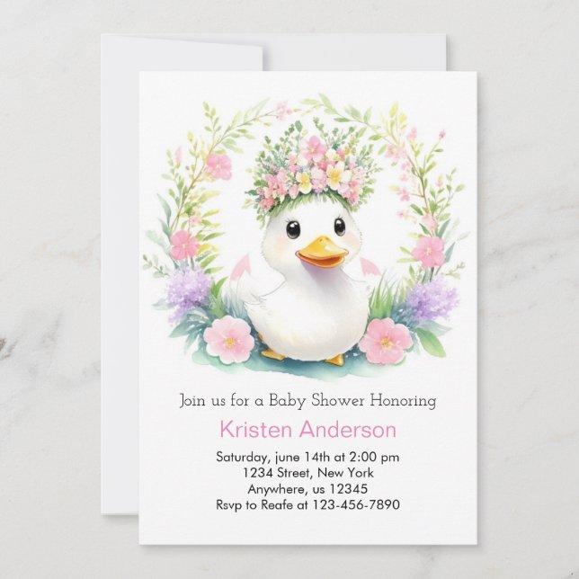 Invitation Sunshine & Duckling Dreams : Fille Baby shower (Devant)