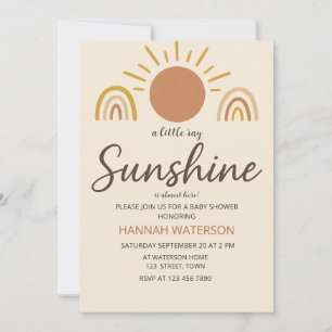 Invitation Sunshine Genre Neutre Boho Baby shower Soleil