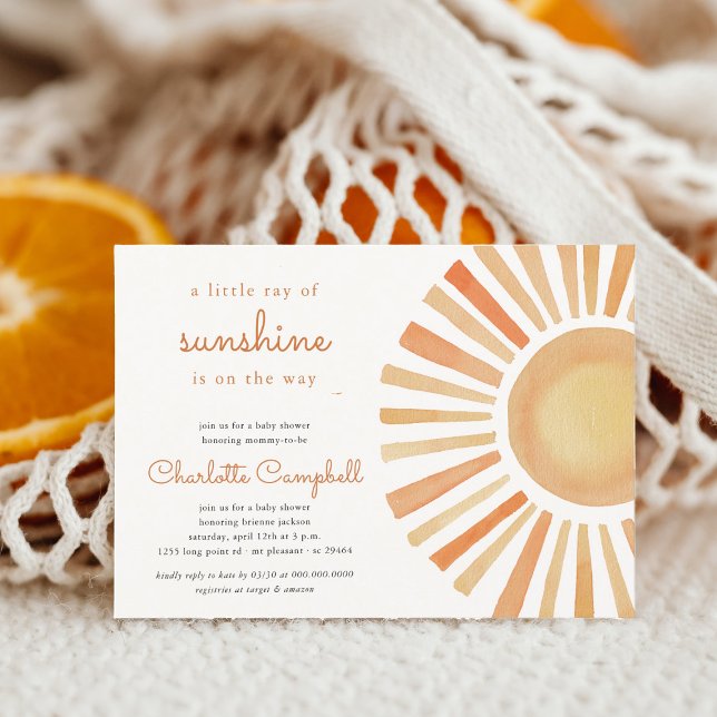 Invitation Sunshine Genre Neutre Boho Baby shower Soleil (Créateur téléchargé)