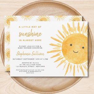 Invitation Sunshine Genre Neutre Boho Baby shower Soleil
