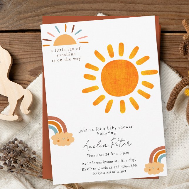Invitation Sunshine Genre Neutre Boho Sun Baby shower Invit (Créateur téléchargé)