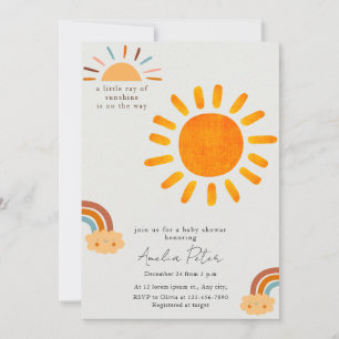 Invitation Sunshine Genre Neutre Boho Sun Baby shower Invit