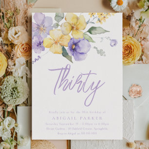 Invitation Sunshine & Lavender Floral 30e fête d'anniversaire