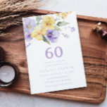 Invitation Sunshine & Lavender Purple 60e fête d'anniversaire<br><div class="desc">Sunshine & Lavender Purple 60th Birthday Party Invitation Voir la collection correspondante dans Niche and Nest Store</div>