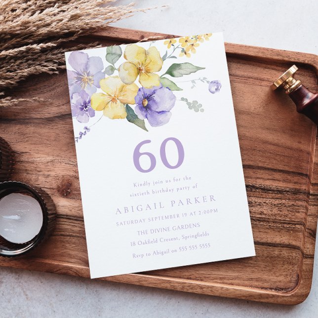 Invitation Sunshine & Lavender Purple 60e fête d'anniversaire (Créateur téléchargé)