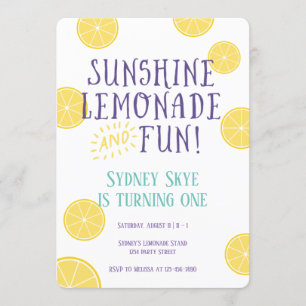 Invitation Sunshine Lemonade et Fun anniversaire de enfant pa