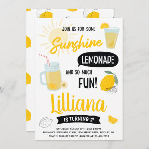 Invitation Sunshine Lemonade & Fun Birthday Party, N'importe