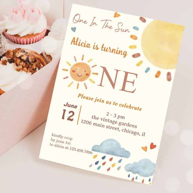Invitation Sunshine Nuage Un Au Soleil 1Er Anniversaire (Créateur téléchargé)