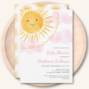 Invitation Sunshine Nuages Baby shower de fille