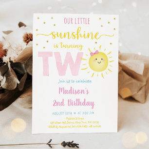 Invitation Sunshine Pink Gold Deuxième anniversaire