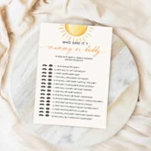 Invitation Sunshine Qui L'A Dit Maman Papa Baby shower Jeu