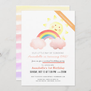 Invitation Sunshine & Rainbow Girl Virtual Birthday Party