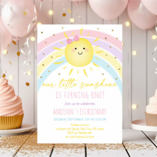 Invitation Sunshine Rainbow Pastel Anniversaire