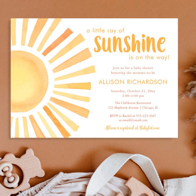 Invitation Sunshine sexe neutre tons muets baby shower dans (Créateur téléchargé)