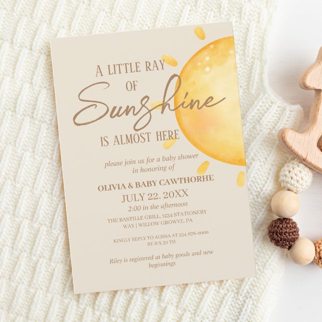 Invitation Sunshine soleil Baby shower neutre genre (Créateur téléchargé)