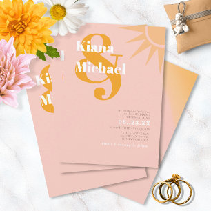 Invitation Sunshine Typography Mariage Pink Peach ID1048